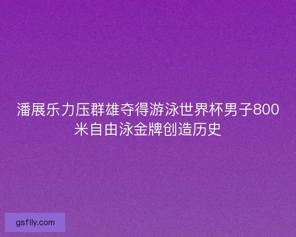 潘展乐力压群雄夺得游泳世界杯男子800米自由泳金牌创造历史 潘展乐力压群雄夺得游泳世界杯男子800米自由泳金牌创造历史