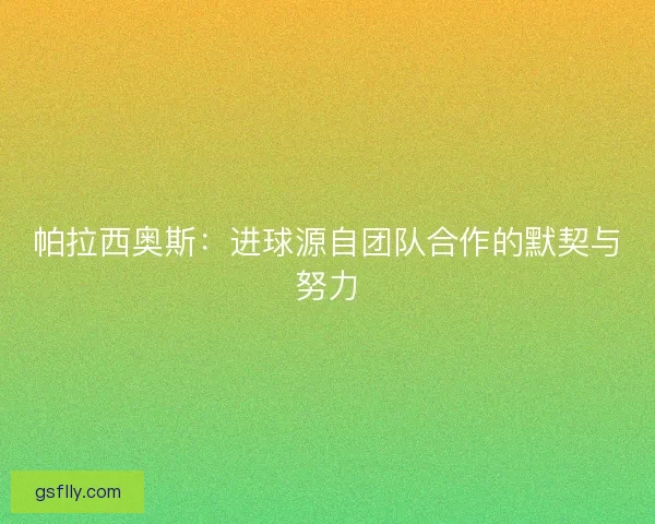 帕拉西奥斯：进球源自团队合作的默契与努力